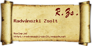 Radvánszki Zsolt névjegykártya